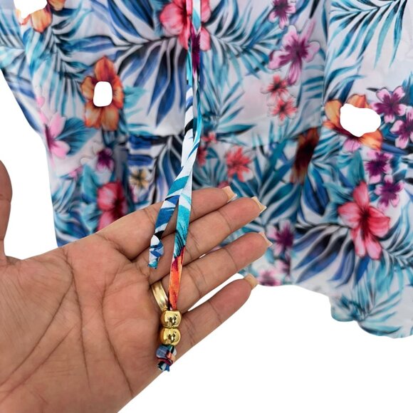 Time and Tru Floral Print Beach Cover-Up Dress SZ M  Tunic Sundress - Picture 4 of 11